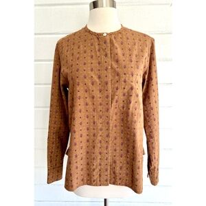 MOIS MONT Brown Floral Prairie Print Cotton Button Up Shirt - S